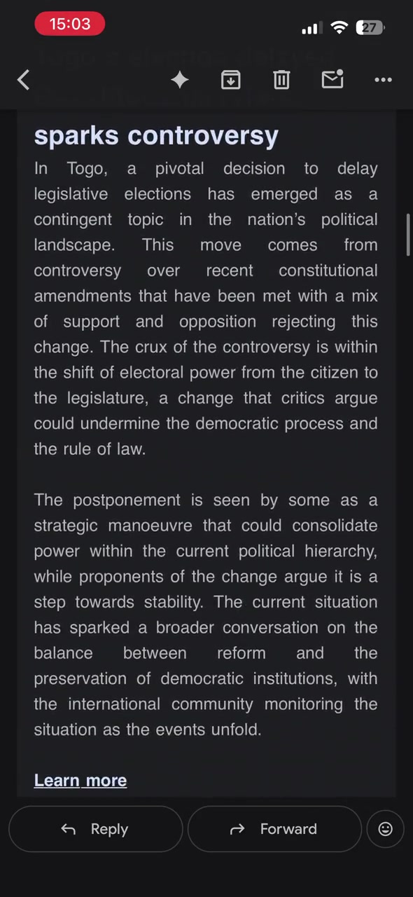 IAD newsletter viewed on a mobile phone